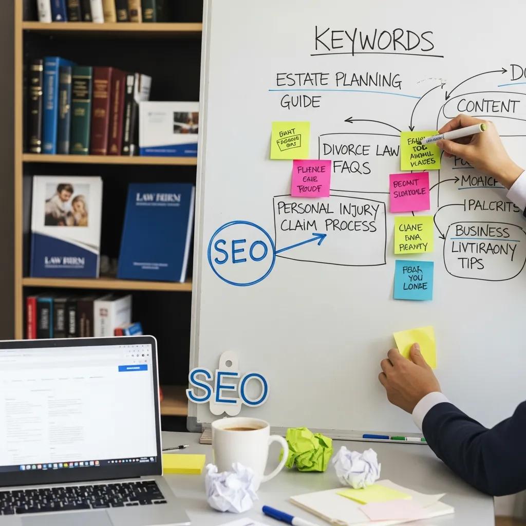 Team brainstorming content ideas for a law firm — the content marketing process