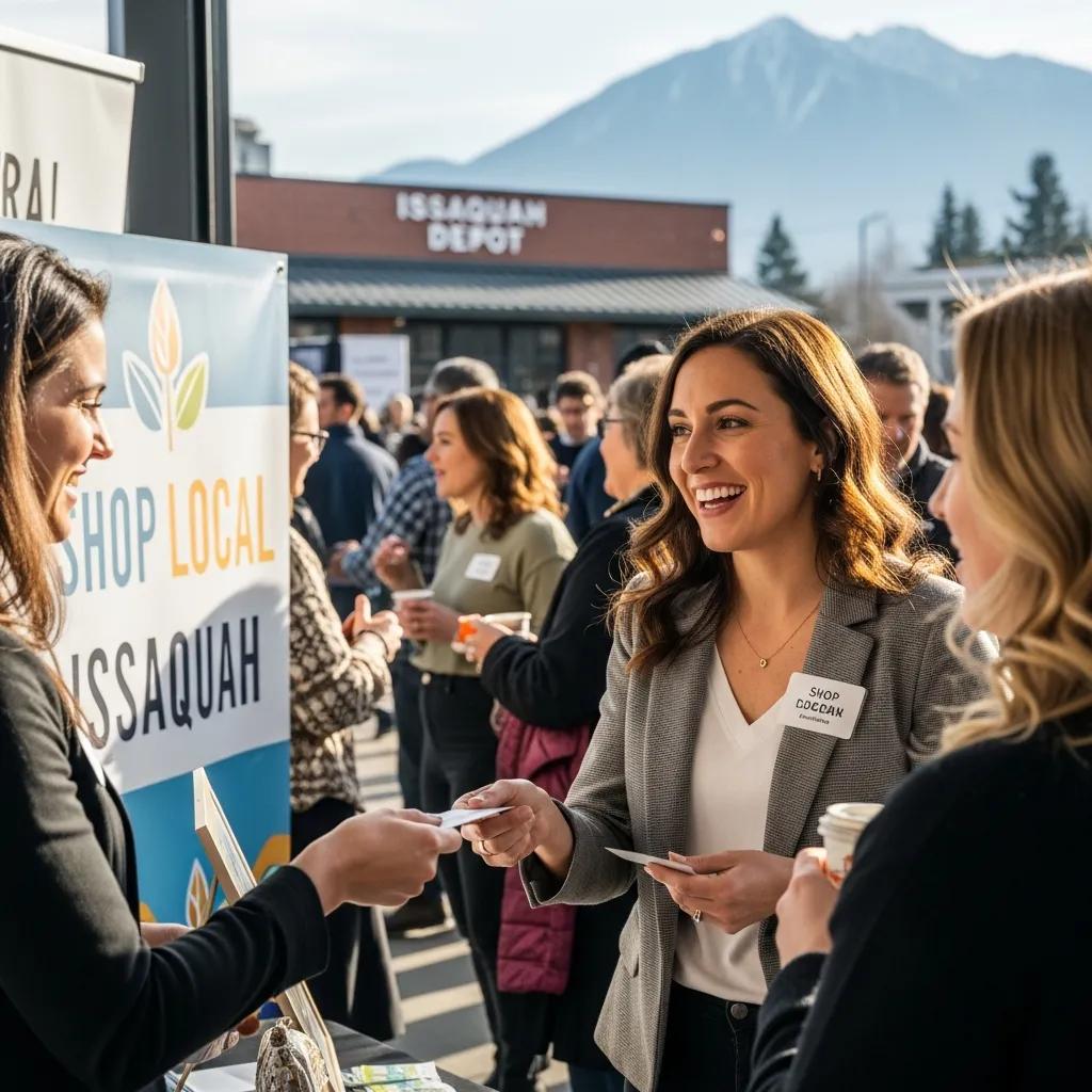 Issaquah business owner networking at a community event to build local citations and backlinks
