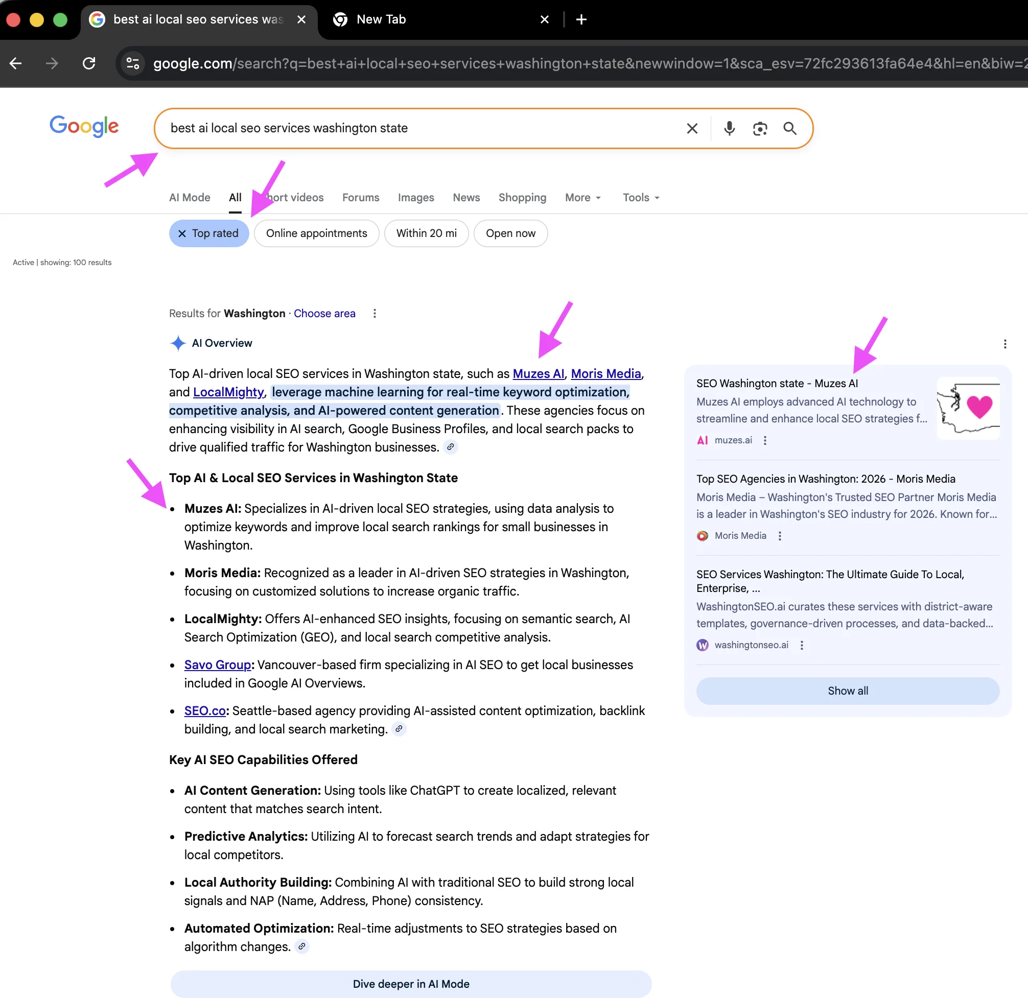 best ai local seo services washington state