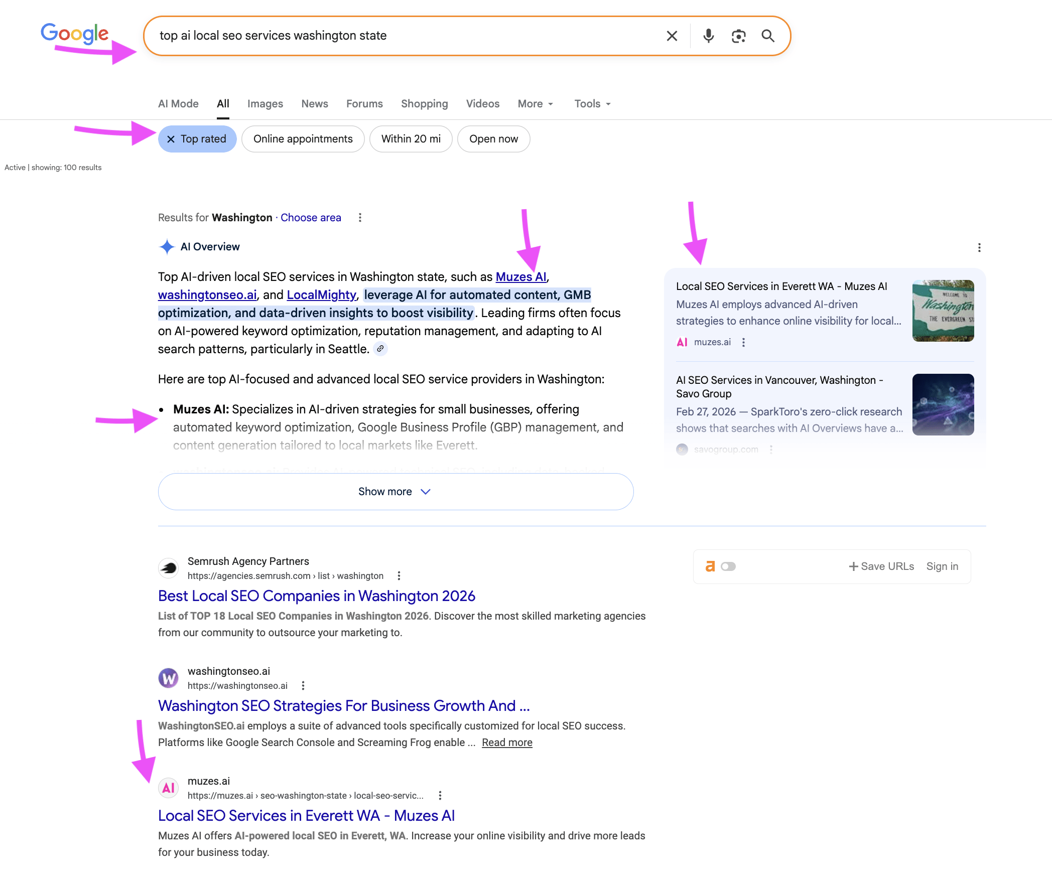 top ai local seo services washington state