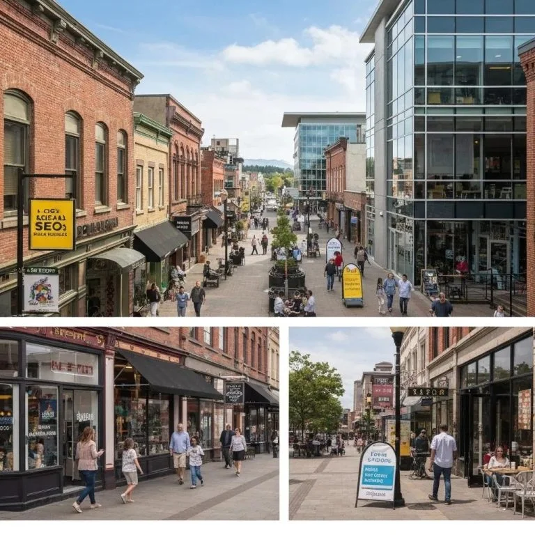 Bellingham street scene highlighting local businesses and mobile engagement